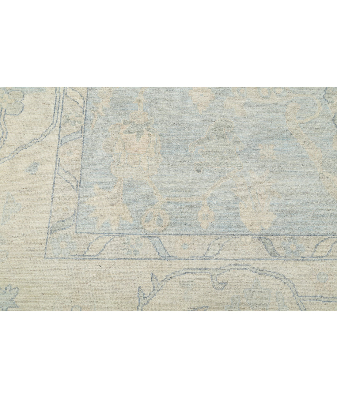 Hand Knotted Oushak Wool Rug - 10'3'' x 13'7'' 10'3'' x 13'7'' (308 X 408) / Blue / Ivory