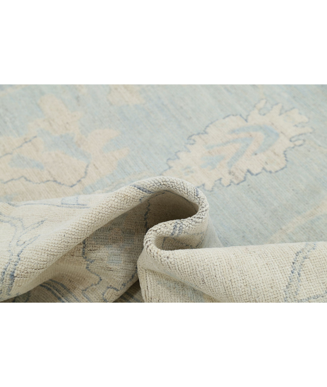 Hand Knotted Oushak Wool Rug - 10'3'' x 13'7'' 10'3'' x 13'7'' (308 X 408) / Blue / Ivory