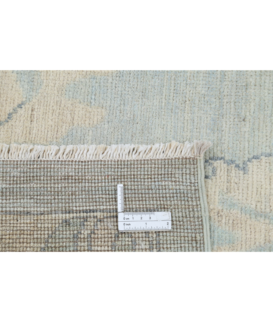 Hand Knotted Oushak Wool Rug - 10'3'' x 13'7'' 10'3'' x 13'7'' (308 X 408) / Blue / Ivory