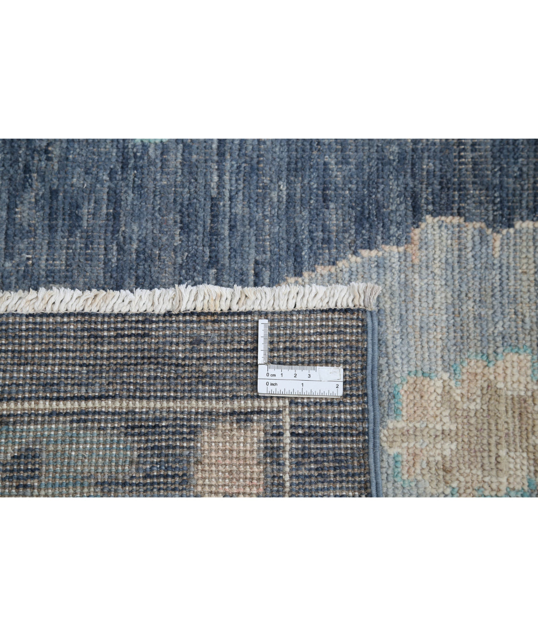 Hand Knotted Oushak Wool Rug - 11'11'' x 14'10'' 11'11'' x 14'10'' (358 X 445) / Blue / Blue