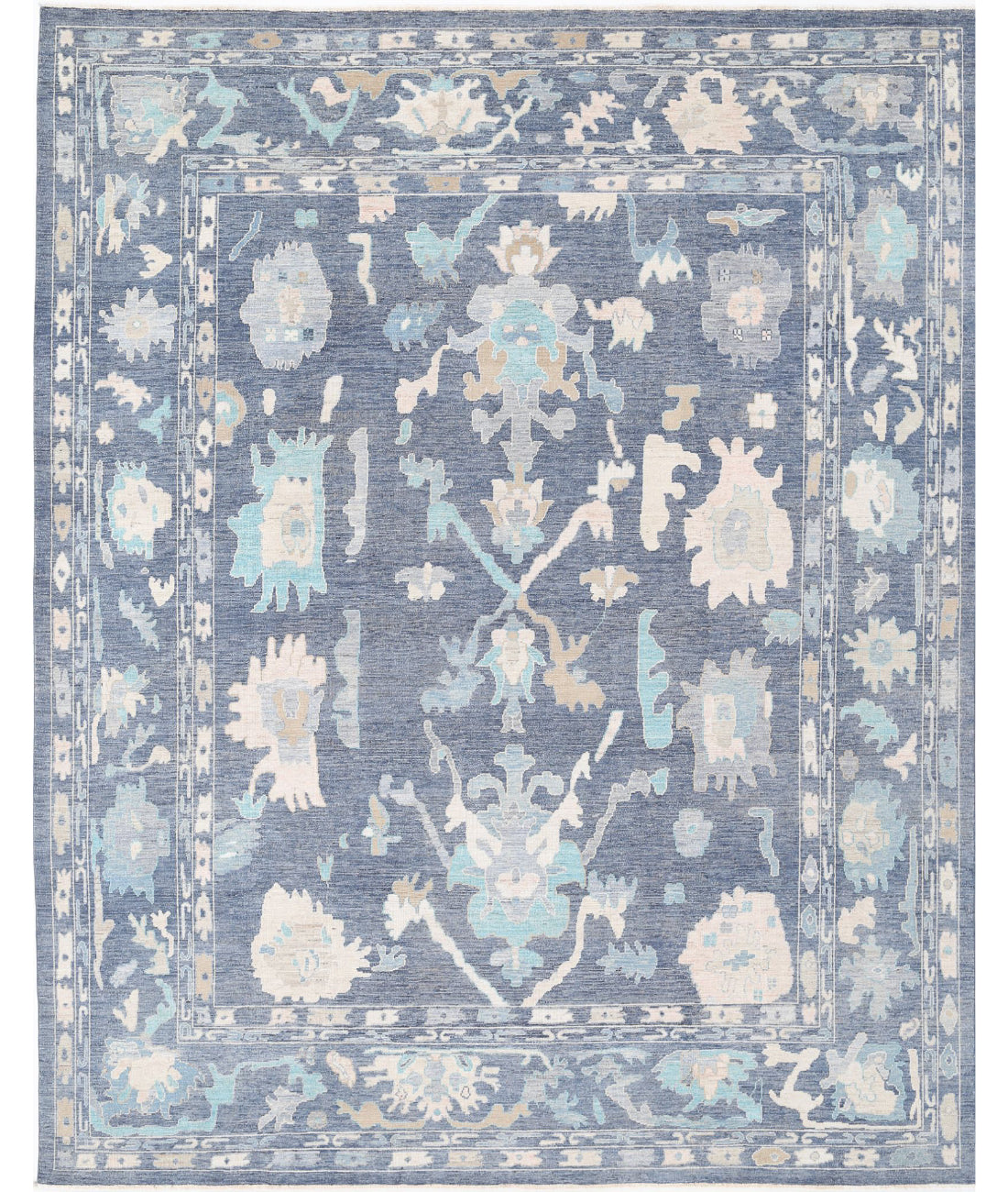 Hand Knotted Oushak Wool Rug - 11&#39;11&#39;&#39; x 14&#39;10&#39;&#39; 11&#39;11&#39;&#39; x 14&#39;10&#39;&#39; (358 X 445) / Blue / Blue