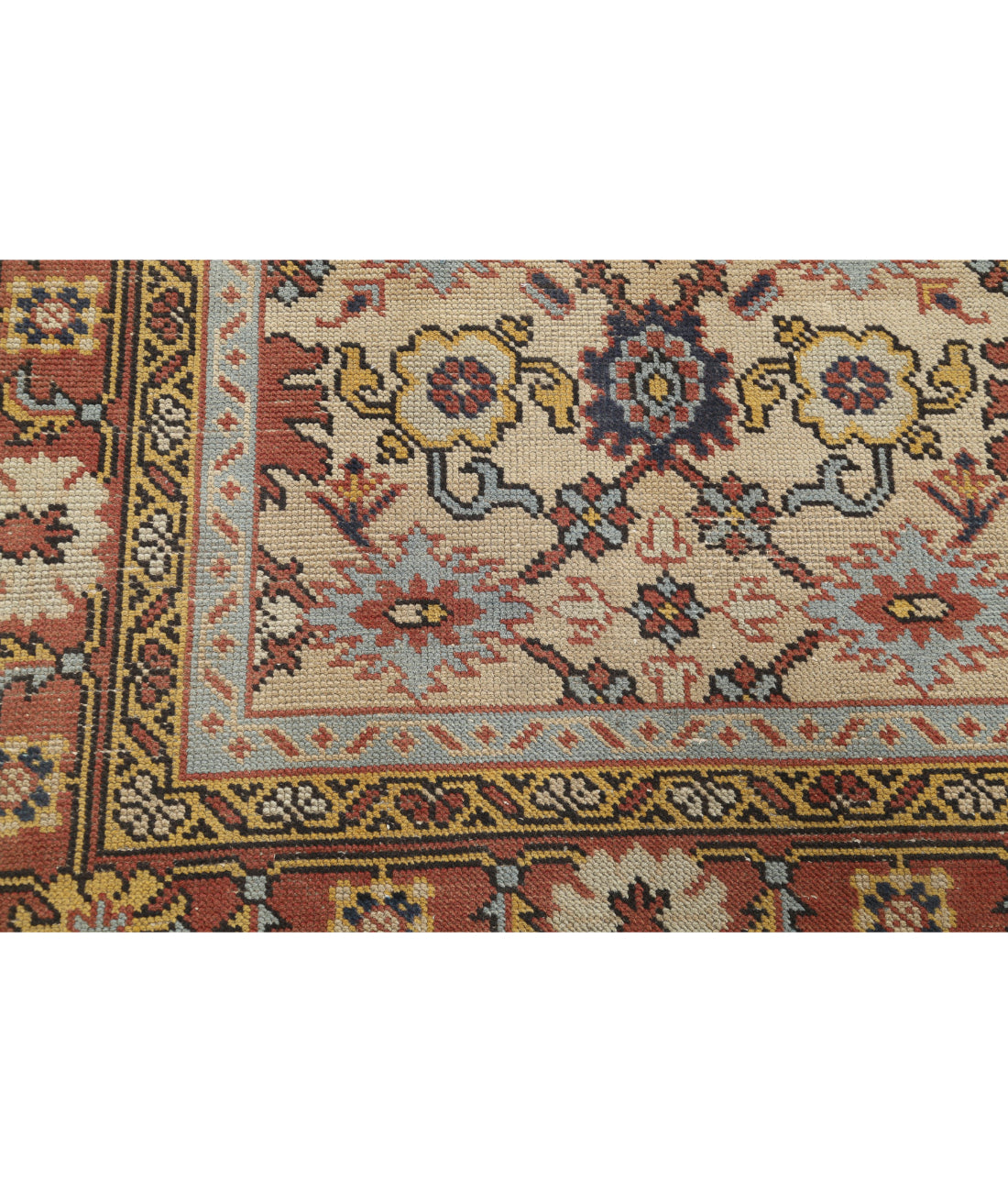 Hand Knotted Antique Turkish Oushak Wool Rug - 8'0'' x 11'0'' 8'0'' x 11'0'' (240 X 330) / Ivory / Rust