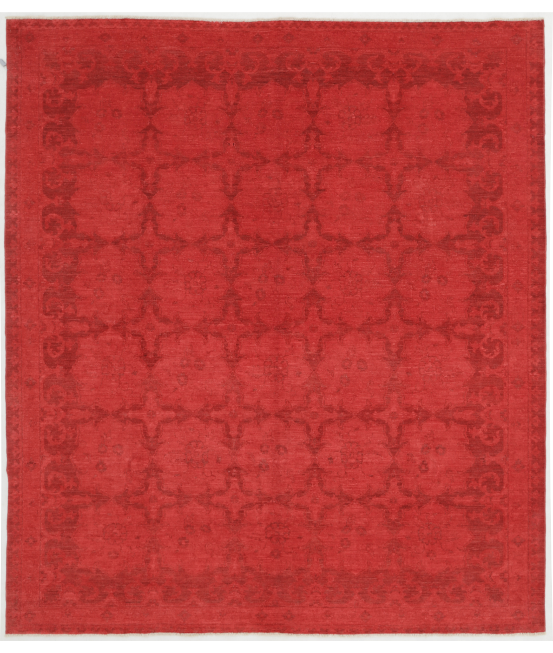 Hand Knotted Overdye Wool Rug  - 8' 2" X 9' 3" 8' 2" X 9' 3" (249 X 282) / Red / Red