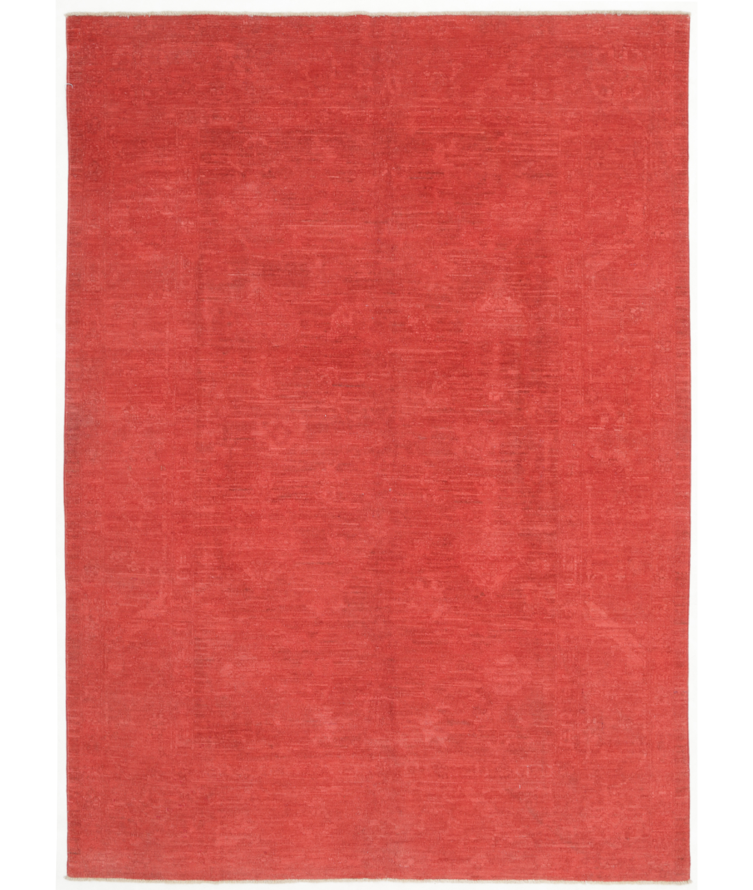 Hand Knotted Overdye Wool Rug  - 6' 2" X 8' 7" 6' 2" X 8' 7" (188 X 262) / Red / Red