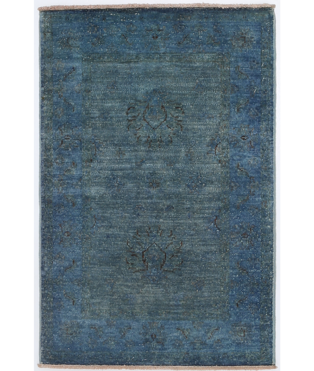 Hand Knotted Overdye Wool Rug  - 1' 11" X 2' 11" 1' 11" X 2' 11" (58 X 89) / Blue / Blue