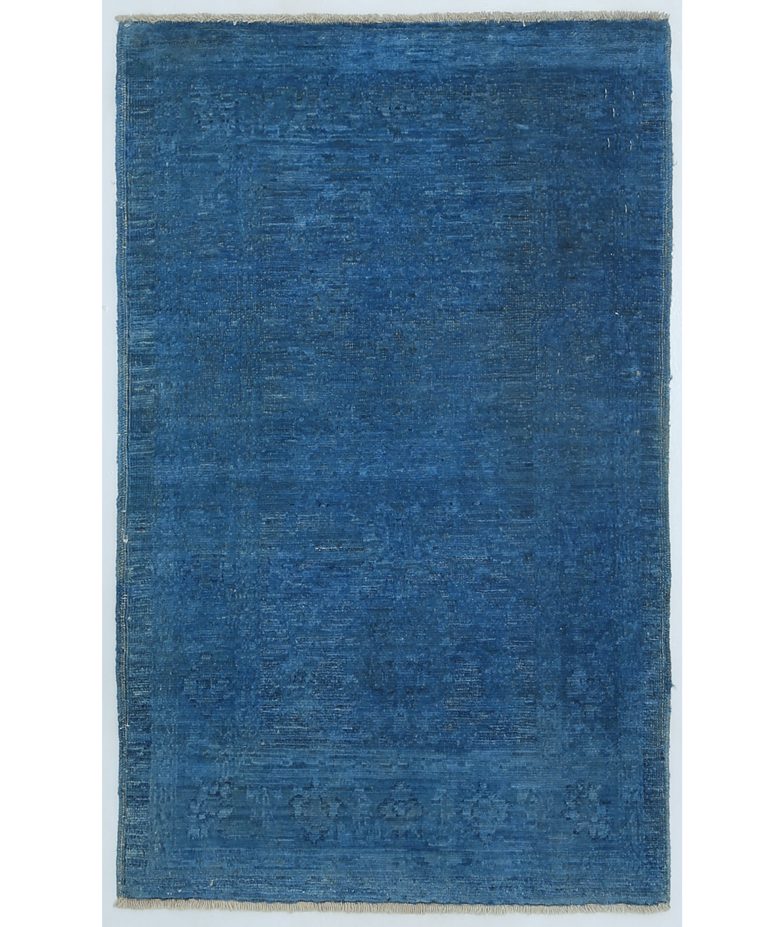 Hand Knotted Overdye Wool Rug  - 1' 11" X 3' 2" 1' 11" X 3' 2" (58 X 97) / Blue / Blue