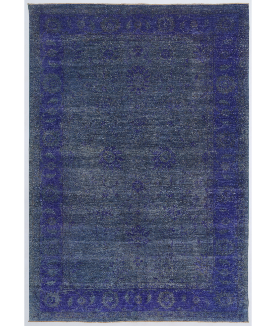 Hand Knotted Overdye Wool Rug  - 6&#39; 6&quot; X 9&#39; 5&quot; 6&#39; 6&quot; X 9&#39; 5&quot; (198 X 287) / Blue / Purple