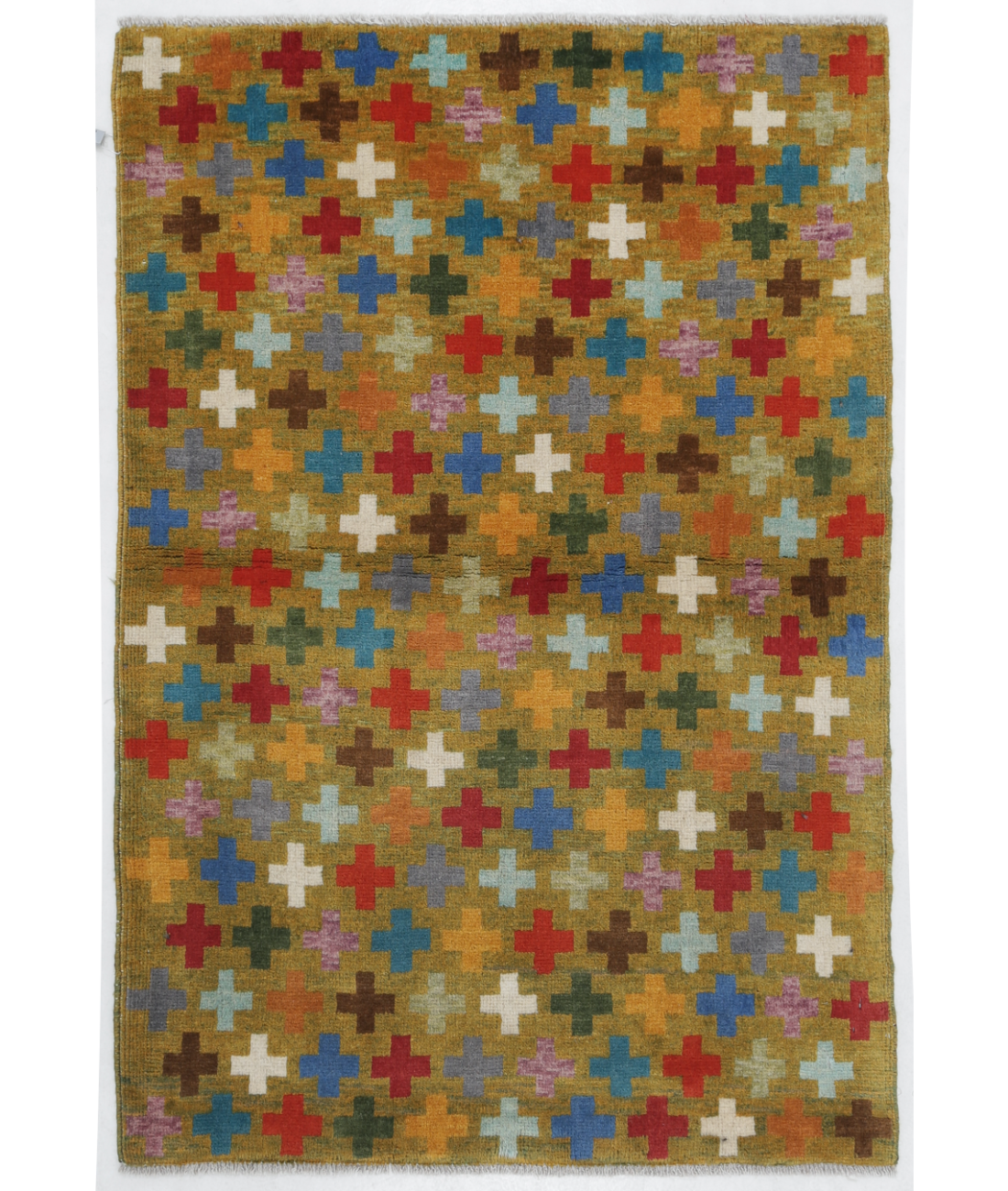 Hand Knotted Revival Wool Rug  - 2' 9" X 3' 11" 2' 9" X 3' 11" (84 X 119) / Gold / Multi