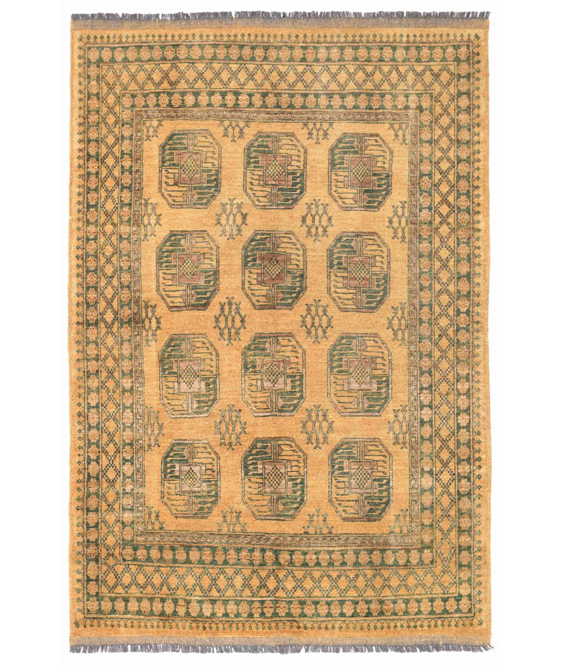 Hand Knotted Revival Wool Rug  - 5' 8" X 8' 4" 5' 8" X 8' 4" (173 X 254) / Gold / Taupe