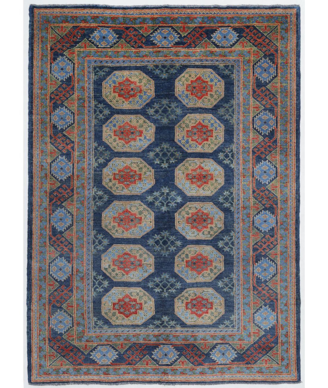 Hand Knotted Revival Wool Rug  - 5' 7" X 7' 9" 5' 7" X 7' 9" (170 X 236) / Blue / Red