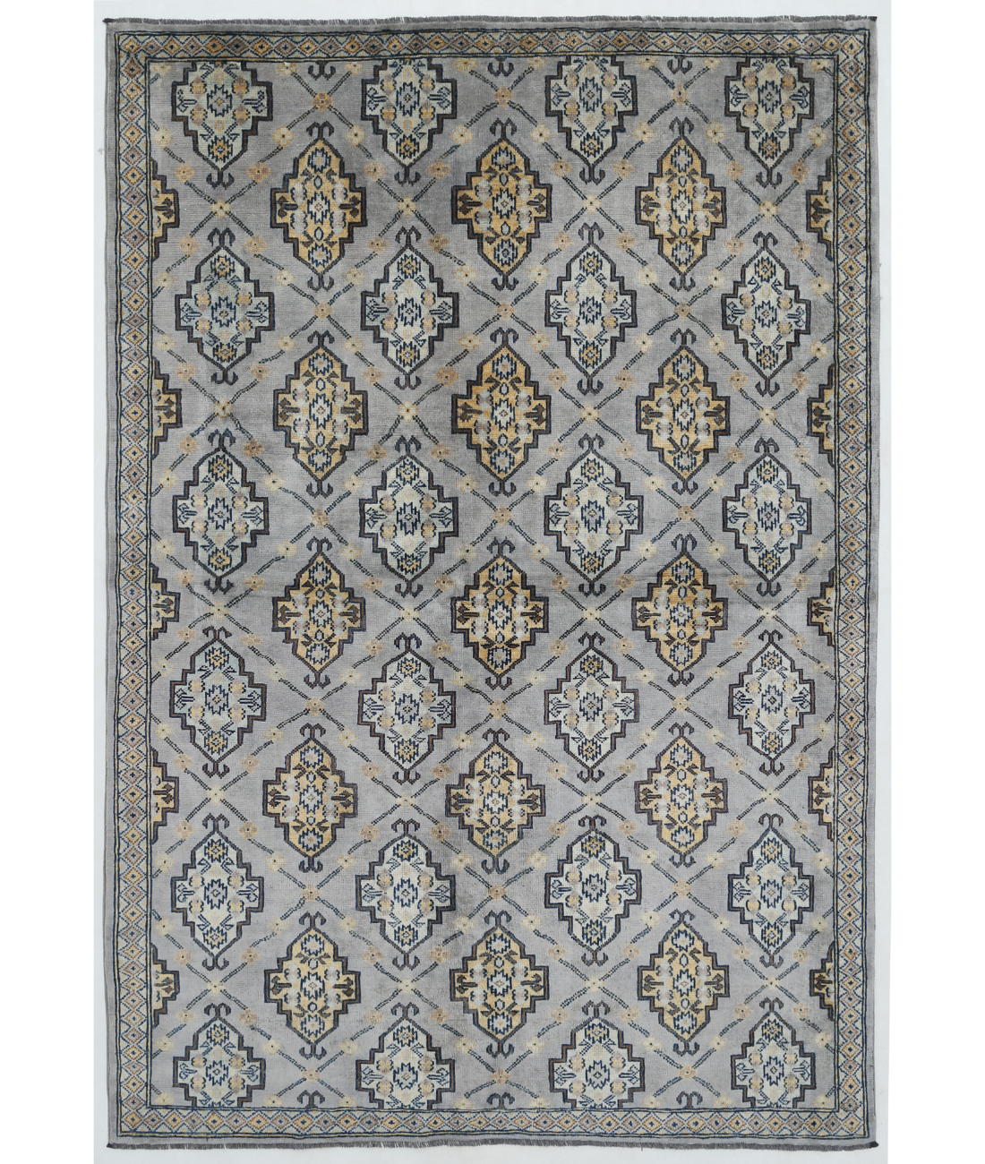 Hand Knotted Revival Wool Rug  - 5' 4" X 7' 9" 5' 4" X 7' 9" (163 X 236) / Grey / Ivory