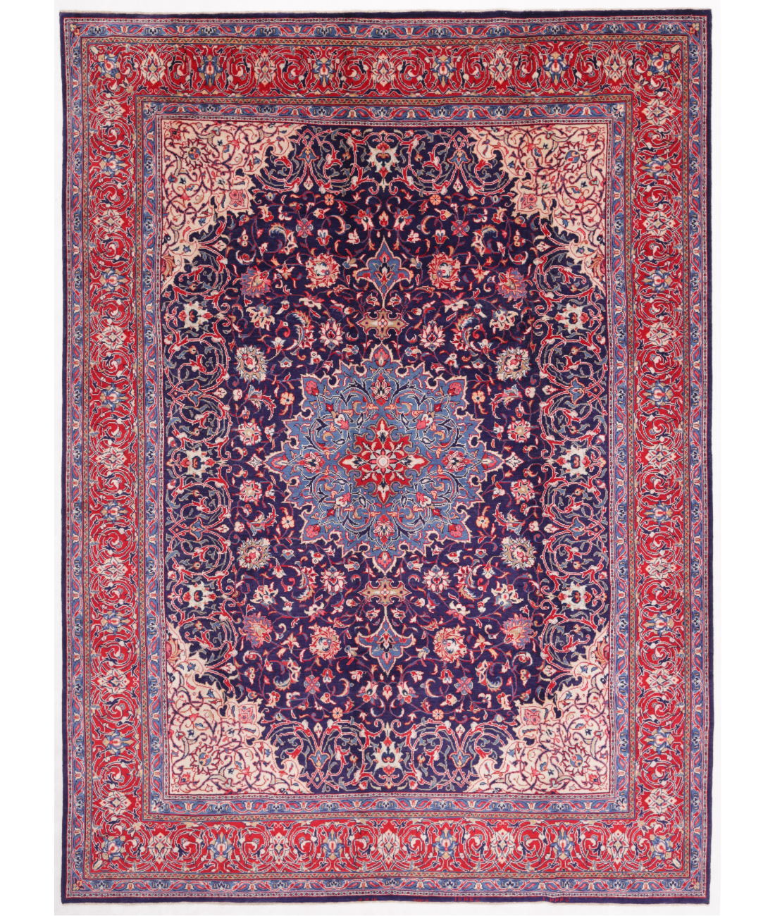 Hand Knotted Sarouk Wool Rug  - 9&#39; 9&quot; X 13&#39; 2&quot; 9&#39; 9&quot; X 13&#39; 2&quot; (297 X 401) / Blue / Red