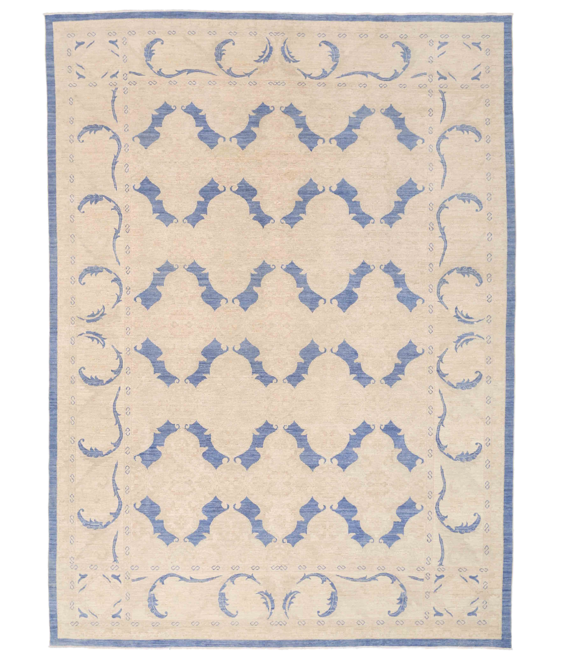 Hand Knotted Serenity Wool Rug  - 10&#39; 3&quot; X 14&#39; 0&quot; 10&#39; 3&quot; X 14&#39; 0&quot; (312 X 427) / Blue / Ivory