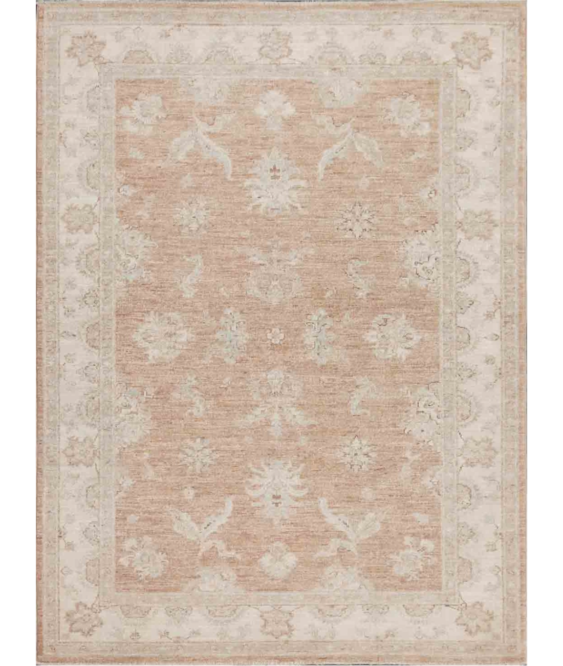 Hand Knotted Serenity Wool Rug  - 4&#39; 0&quot; X 5&#39; 3&quot; 4&#39; 0&quot; X 5&#39; 3&quot; (122 X 160) / Brown / Ivory