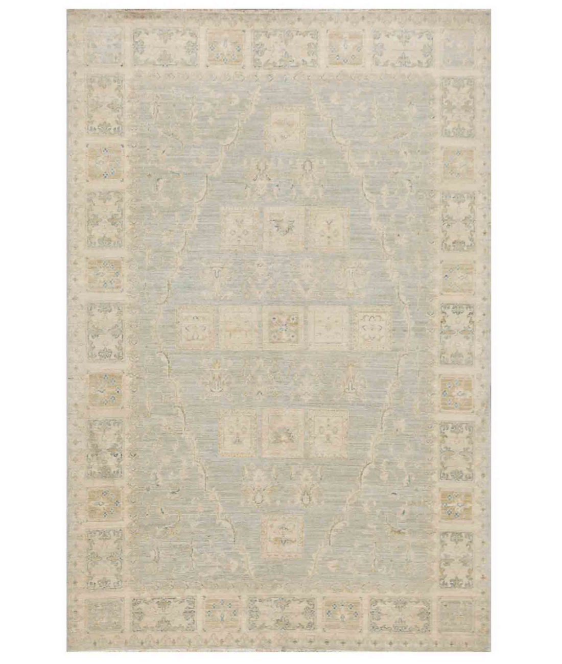 Hand Knotted Serenity Wool Rug  - 5' 6" X 7' 11" 5' 6" X 7' 11" (168 X 241) / Teal / Ivory