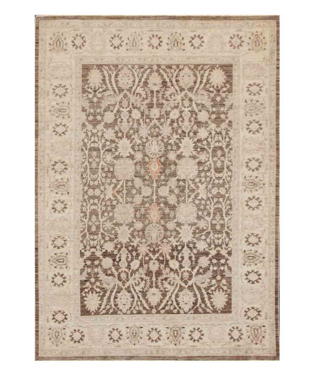 Hand Knotted Serenity Wool Rug  - 6&#39; 3&quot; X 8&#39; 8&quot; 6&#39; 3&quot; X 8&#39; 8&quot; (191 X 264) / Brown / Ivory