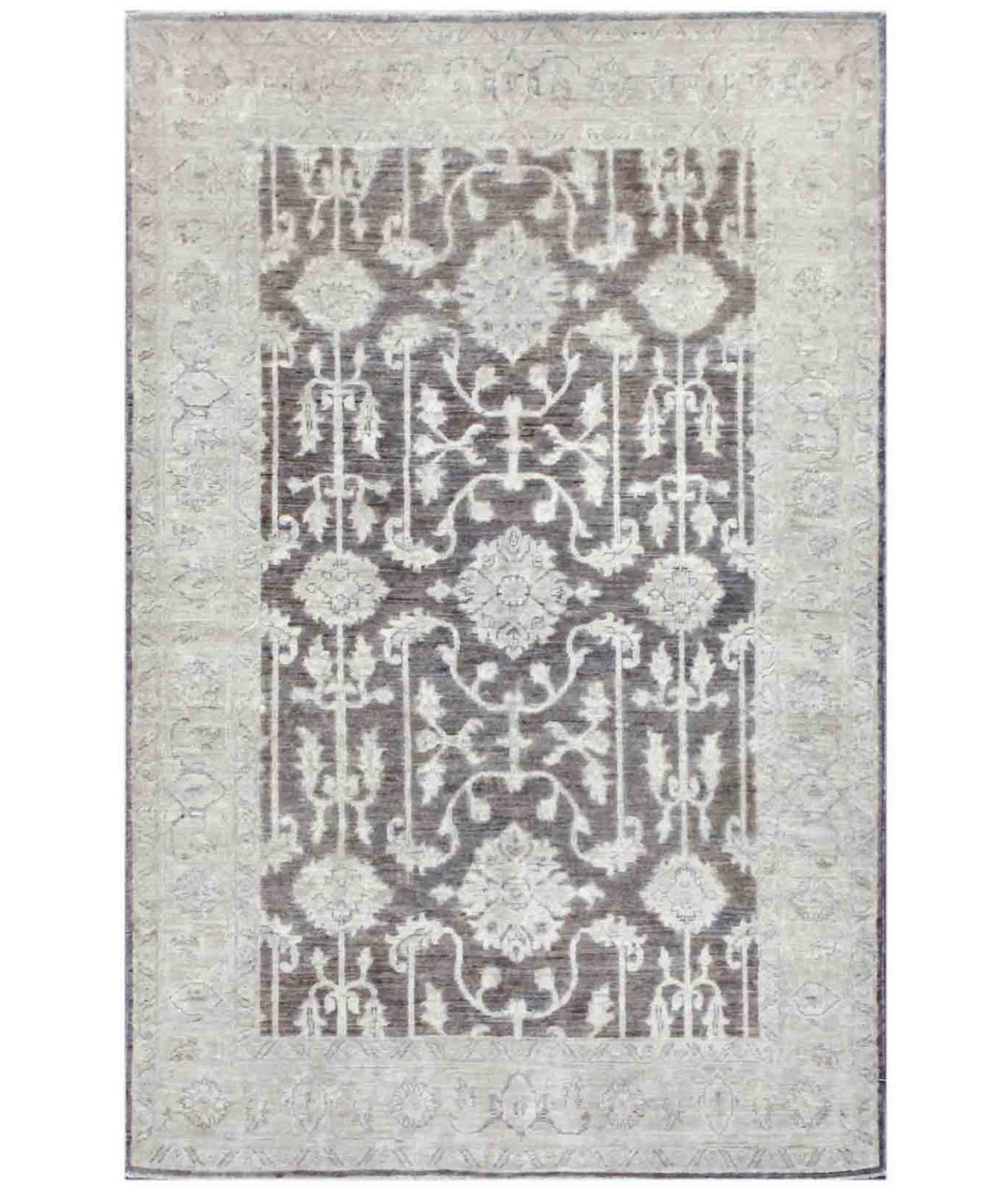 Hand Knotted Serenity Wool Rug  - 4&#39; 0&quot; X 6&#39; 3&quot; 4&#39; 0&quot; X 6&#39; 3&quot; (122 X 191) / Brown / Ivory