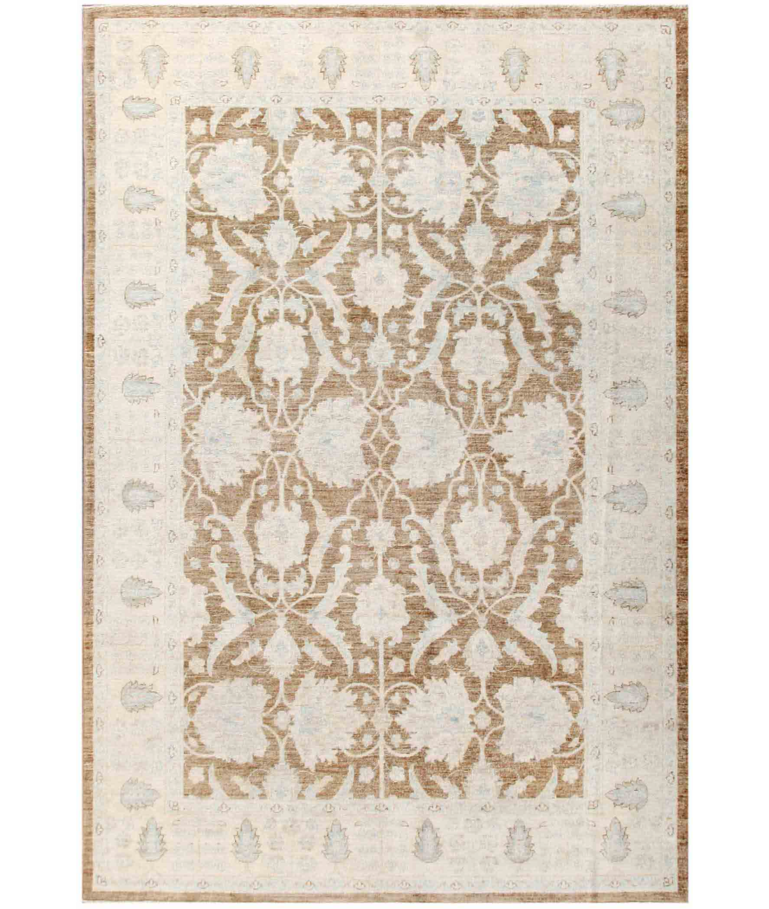 Hand Knotted Serenity Wool Rug  - 6' 2" X 9' 1" 6' 2" X 9' 1" (188 X 277) / Brown / Ivory