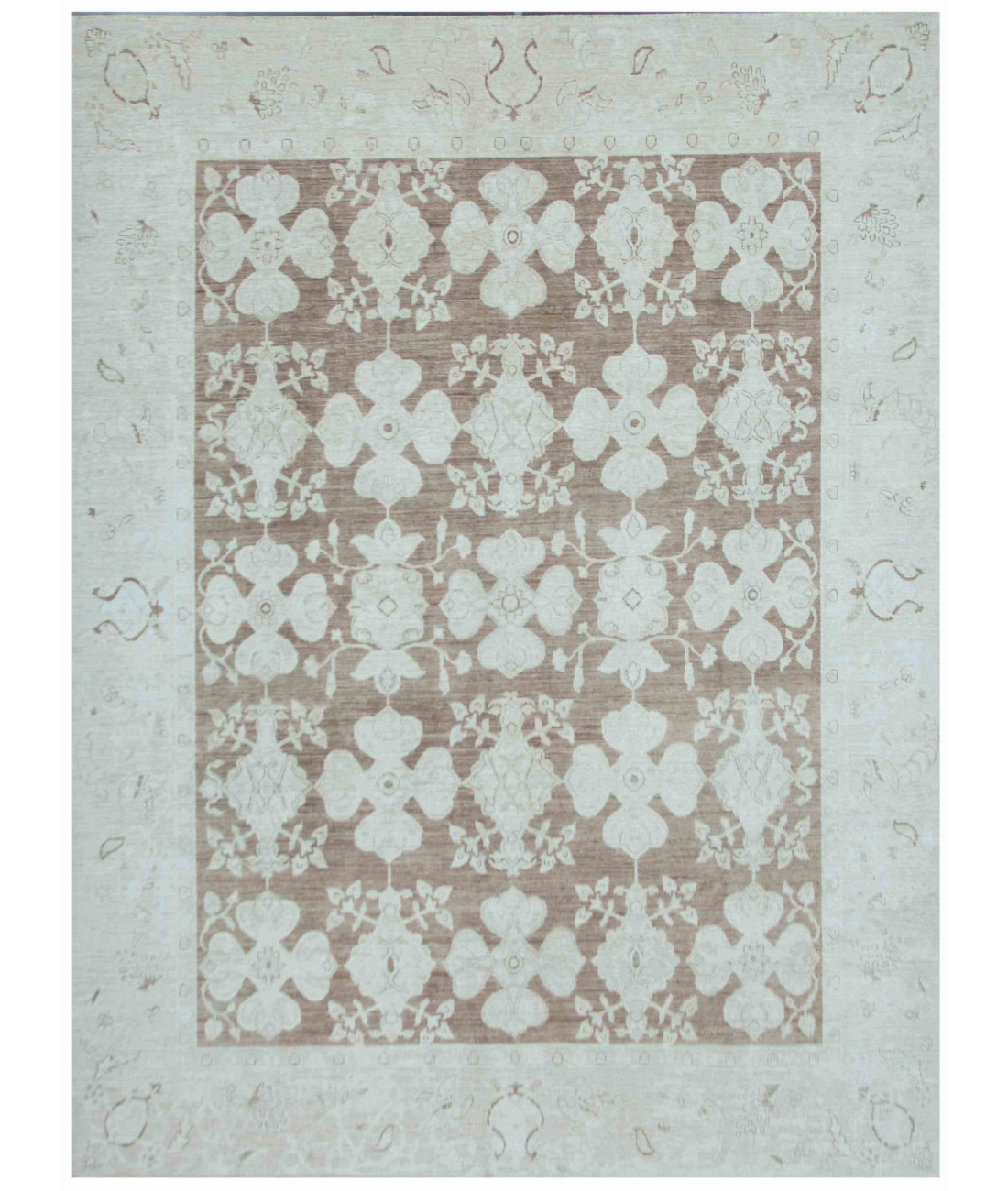 Hand Knotted Serenity Wool Rug  - 8' 11" X 11' 9" 8' 11" X 11' 9" (272 X 358) / Brown / Ivory