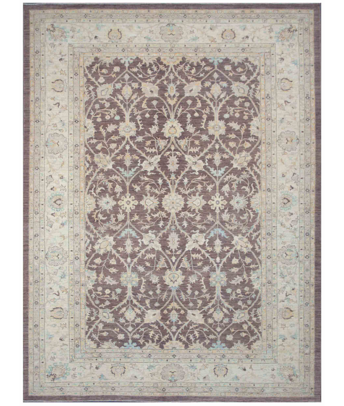 Hand Knotted Serenity Wool Rug  - 10&#39; 3&quot; X 13&#39; 8&quot; 10&#39; 3&quot; X 13&#39; 8&quot; (312 X 417) / Brown / Ivory