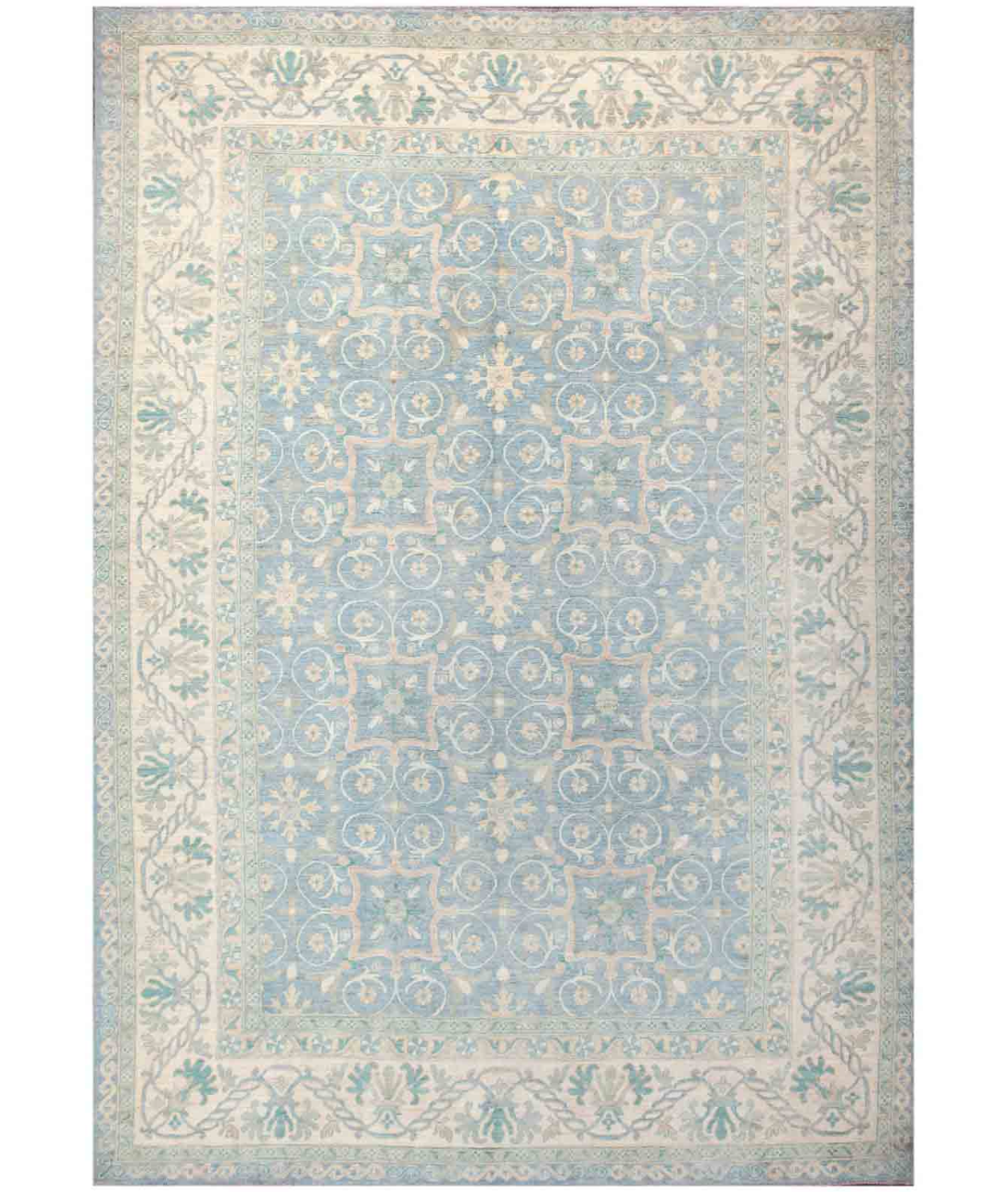 Hand Knotted Serenity Wool Rug  - 2' 9" X 9' 8" 2' 9" X 9' 8" (84 X 295) / Blue / Ivory