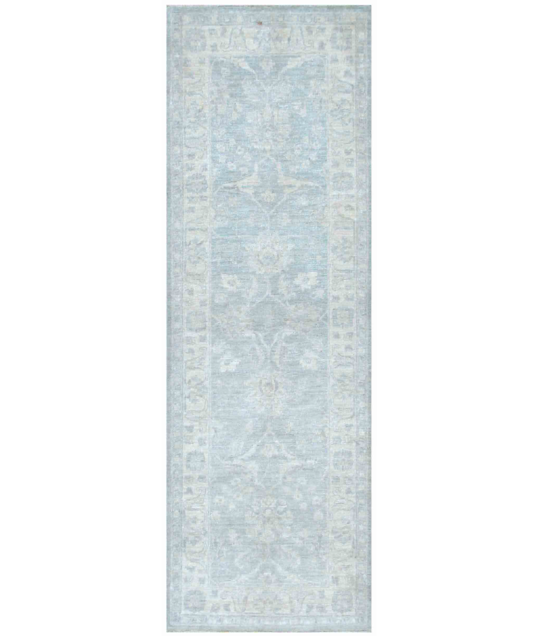 Hand Knotted Serenity Wool Rug  - 2' 7" X 7' 11" 2' 7" X 7' 11" (79 X 241) / Blue / Ivory