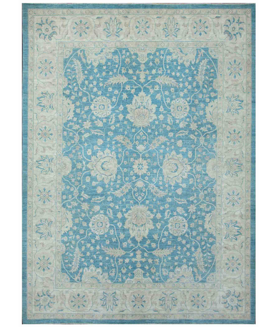 Hand Knotted Serenity Wool Rug  - 7' 9" X 10' 6" 7' 9" X 10' 6" (236 X 320) / Teal / Ivory