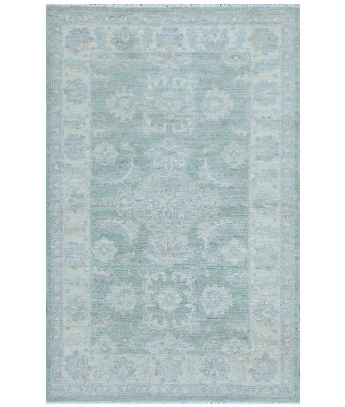 Hand Knotted Serenity Wool Rug  - 3&#39; 2&quot; X 4&#39; 11&quot; 3&#39; 2&quot; X 4&#39; 11&quot; (97 X 150) / Green / Ivory