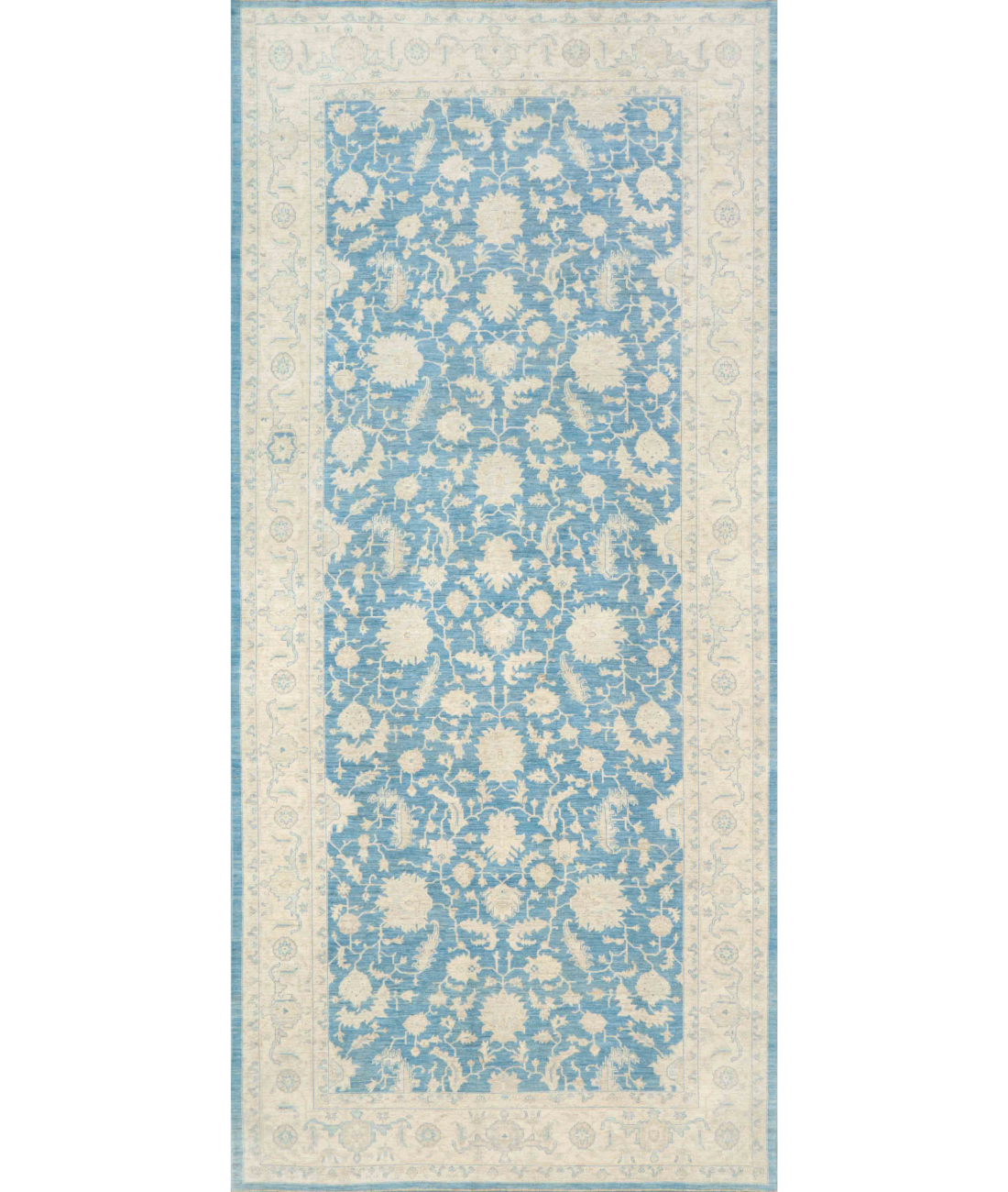 Hand Knotted Serenity Wool Rug  - 8' 10" X 19' 9" 8' 10" X 19' 9" (269 X 602) / Blue / Ivory