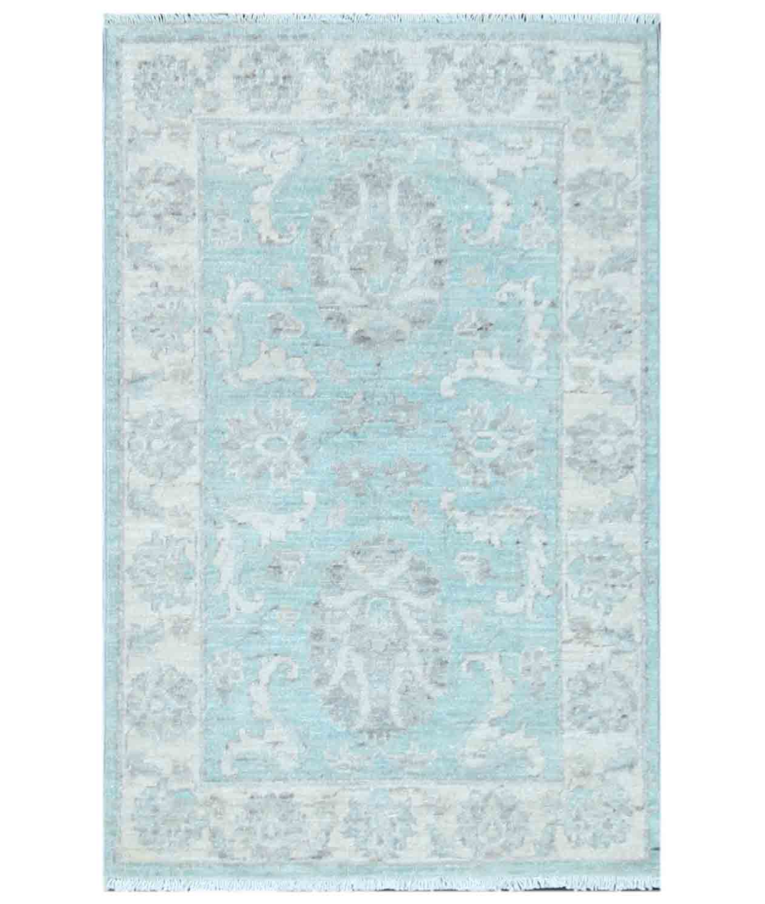 Hand Knotted Serenity Wool Rug  - 2' 0" X 3' 3" 2' 0" X 3' 3" (61 X 99) / Teal / Ivory