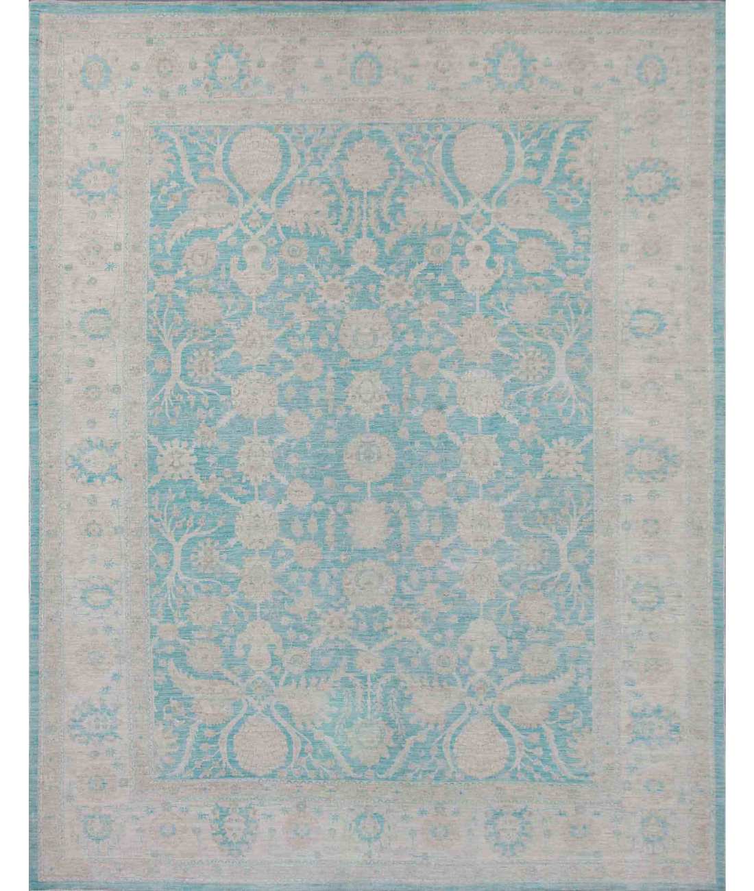 Hand Knotted Serenity Wool Rug  - 9&#39; 2&quot; X 12&#39; 2&quot; 9&#39; 2&quot; X 12&#39; 2&quot; (279 X 371) / Teal / Ivory