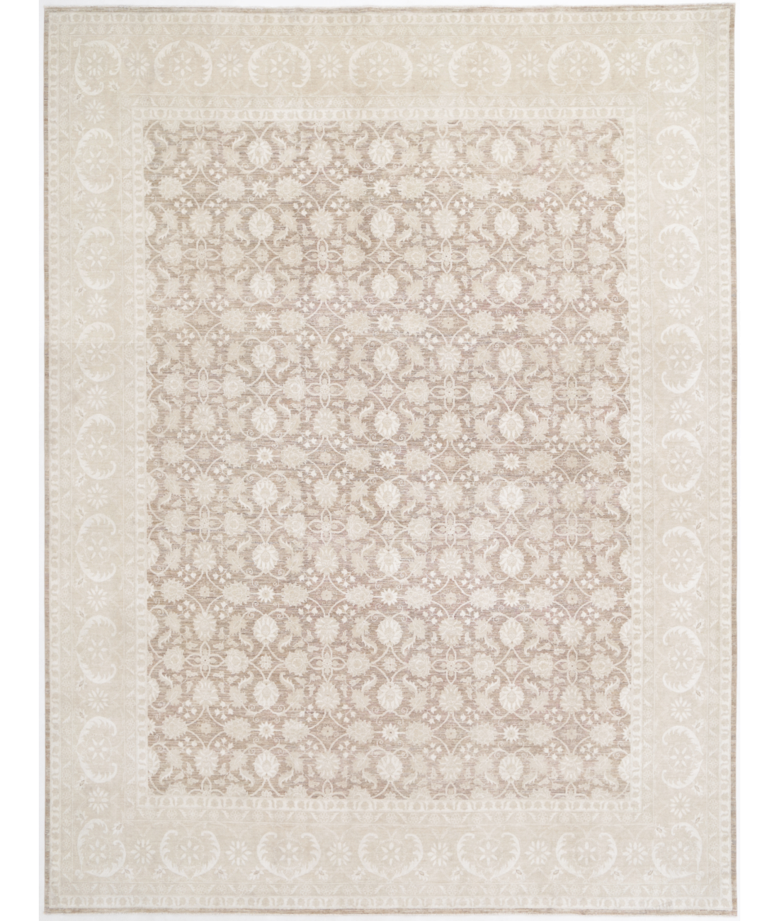 Hand Knotted Serenity Wool Rug  - 13' 2" X 17' 6" 13' 2" X 17' 6" (401 X 533) / Brown / Taupe