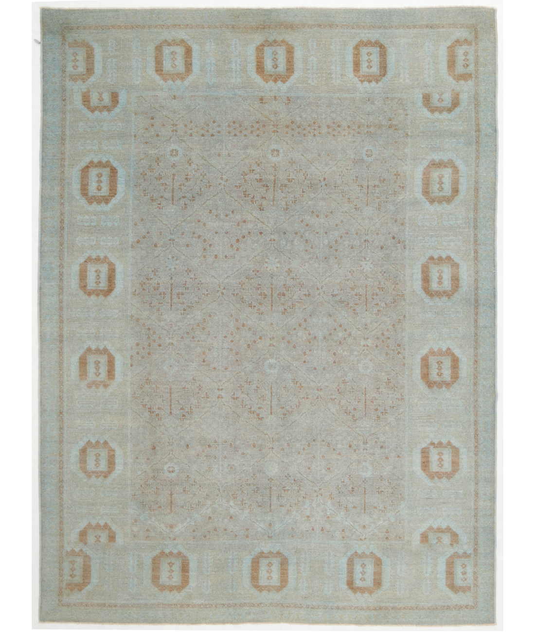 Hand Knotted Serenity Wool Rug  - 9&#39; 3&quot; X 12&#39; 7&quot; 9&#39; 3&quot; X 12&#39; 7&quot; (282 X 384) / Blue / Taupe