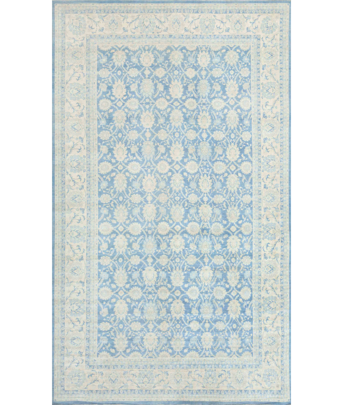 Hand Knotted Serenity Wool Rug  - 18&#39; 2&quot; X 27&#39; 8&quot; 18&#39; 2&quot; X 27&#39; 8&quot; (554 X 843) / Blue / Ivory