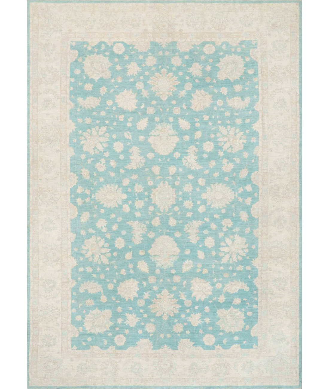 Hand Knotted Serenity Wool Rug  - 13&#39; 1&quot; X 18&#39; 9&quot; 13&#39; 1&quot; X 18&#39; 9&quot; (399 X 572) / Green / Ivory