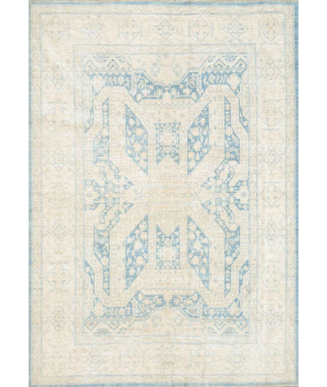 Hand Knotted Serenity Wool Rug  - 6&#39; 3&quot; X 8&#39; 8&quot; 6&#39; 3&quot; X 8&#39; 8&quot; (191 X 264) / Blue / Ivory