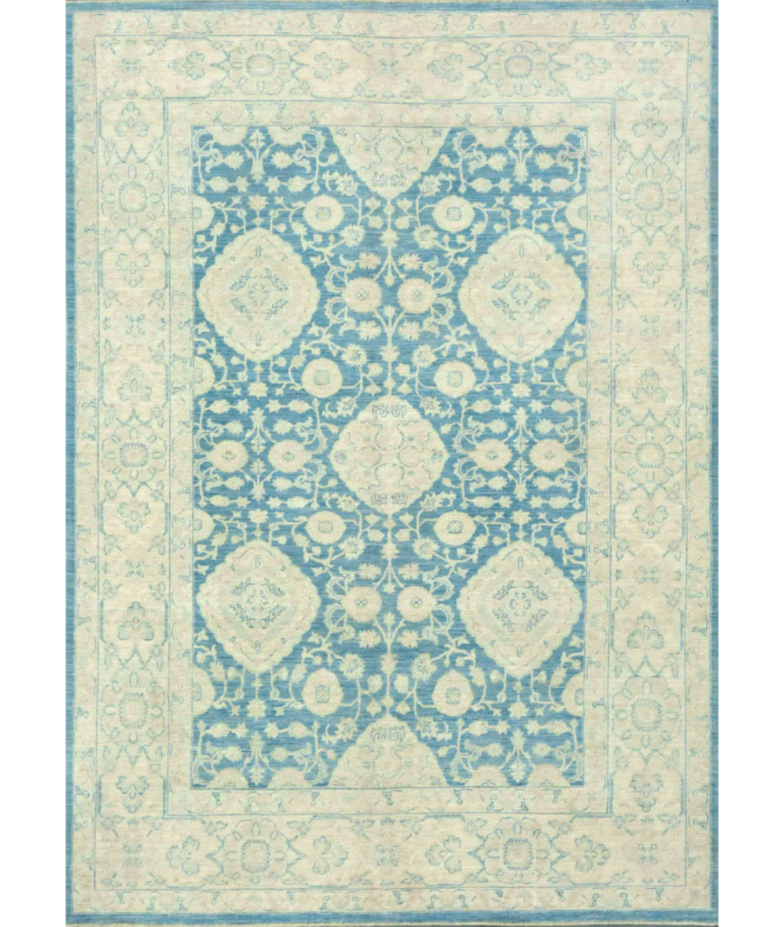 Hand Knotted Serenity Wool Rug  - 6&#39; 3&quot; X 8&#39; 8&quot; 6&#39; 3&quot; X 8&#39; 8&quot; (191 X 264) / Blue / Ivory