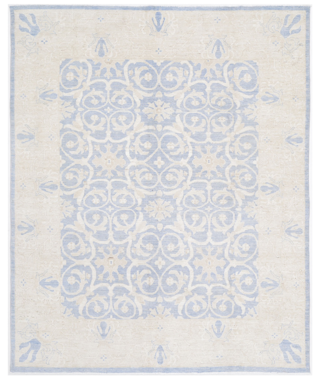 Hand Knotted Serenity Wool Rug  - 7&#39; 11&quot; X 9&#39; 8&quot; 7&#39; 11&quot; X 9&#39; 8&quot; (241 X 295) / Blue / Ivory