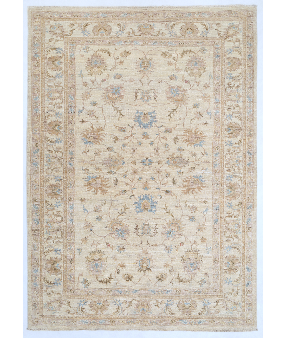 Hand Knotted Serenity Wool Rug  - 5&#39; 7&quot; X 7&#39; 10&quot; 5&#39; 7&quot; X 7&#39; 10&quot; (170 X 239) / Ivory / Blue