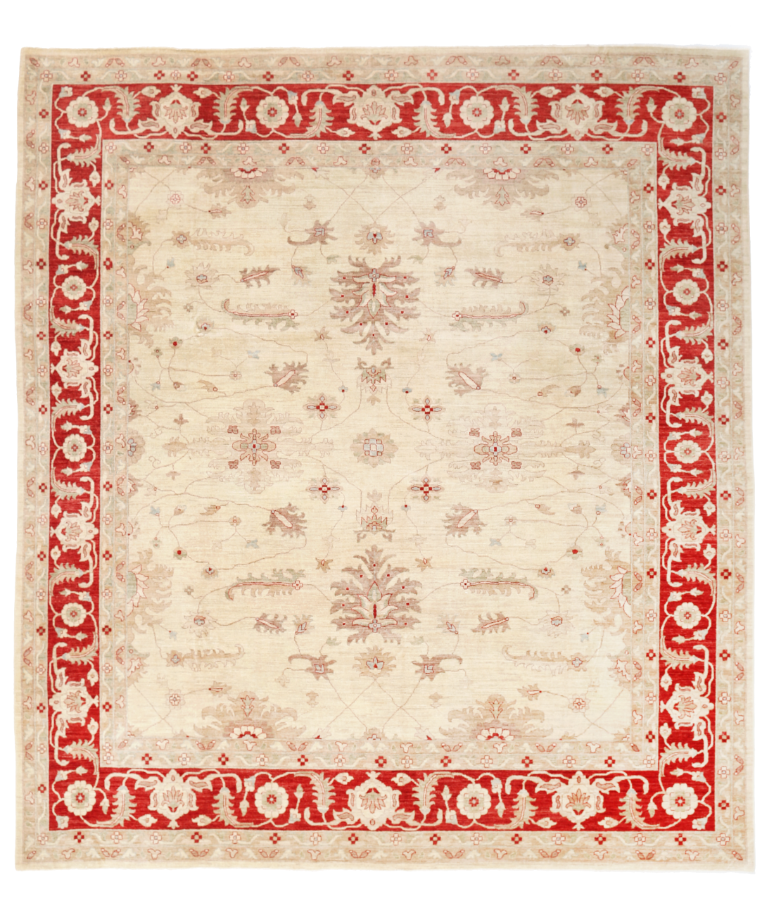 Hand Knotted Serenity Wool Rug  - 13' 4" X 14' 11" 13' 4" X 14' 11" (406 X 455) / Ivory / Rust