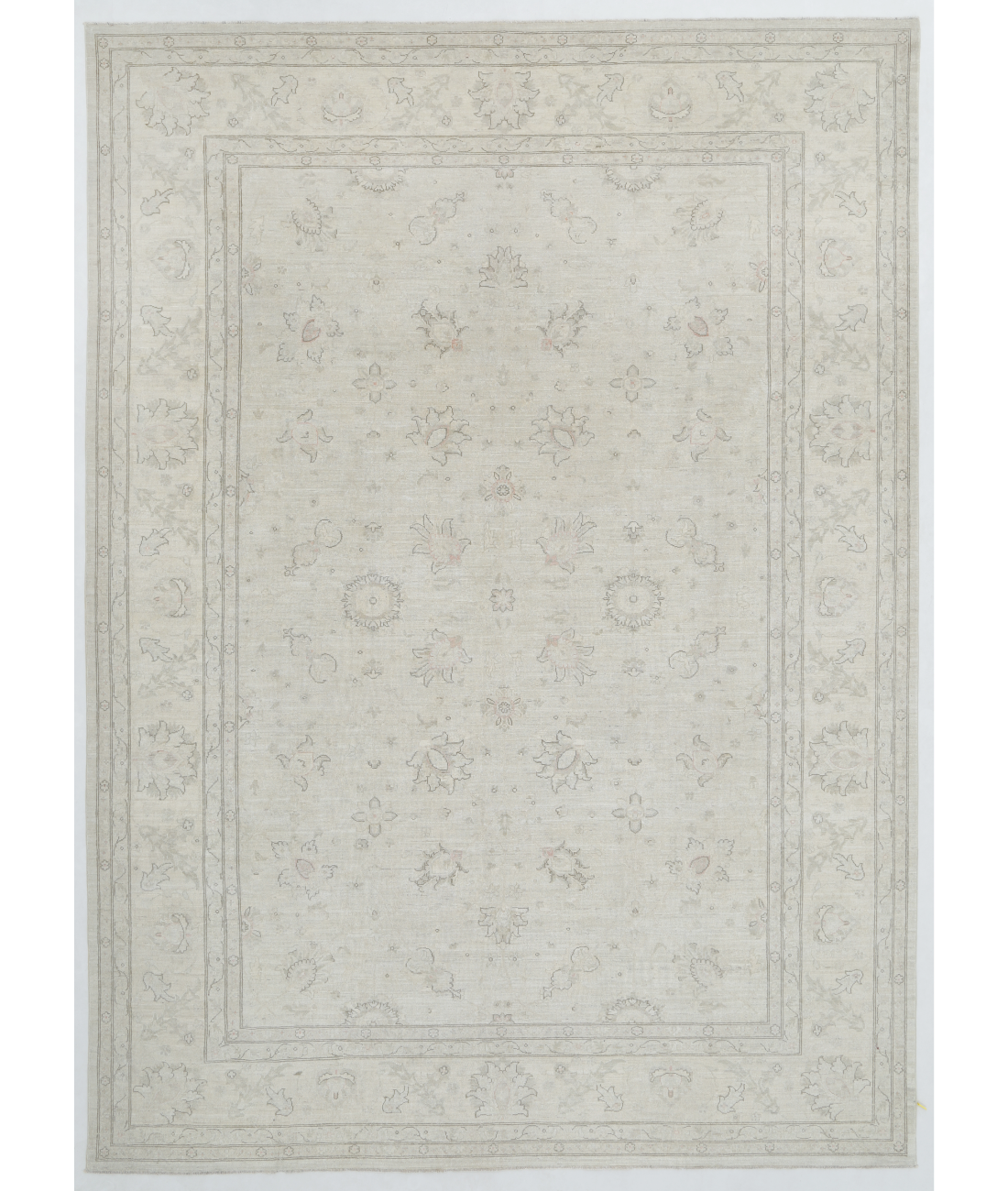 Hand Knotted Serenity Wool Rug  - 9' 9" X 13' 4" 9' 9" X 13' 4" (297 X 406) / Ivory / Charcoal