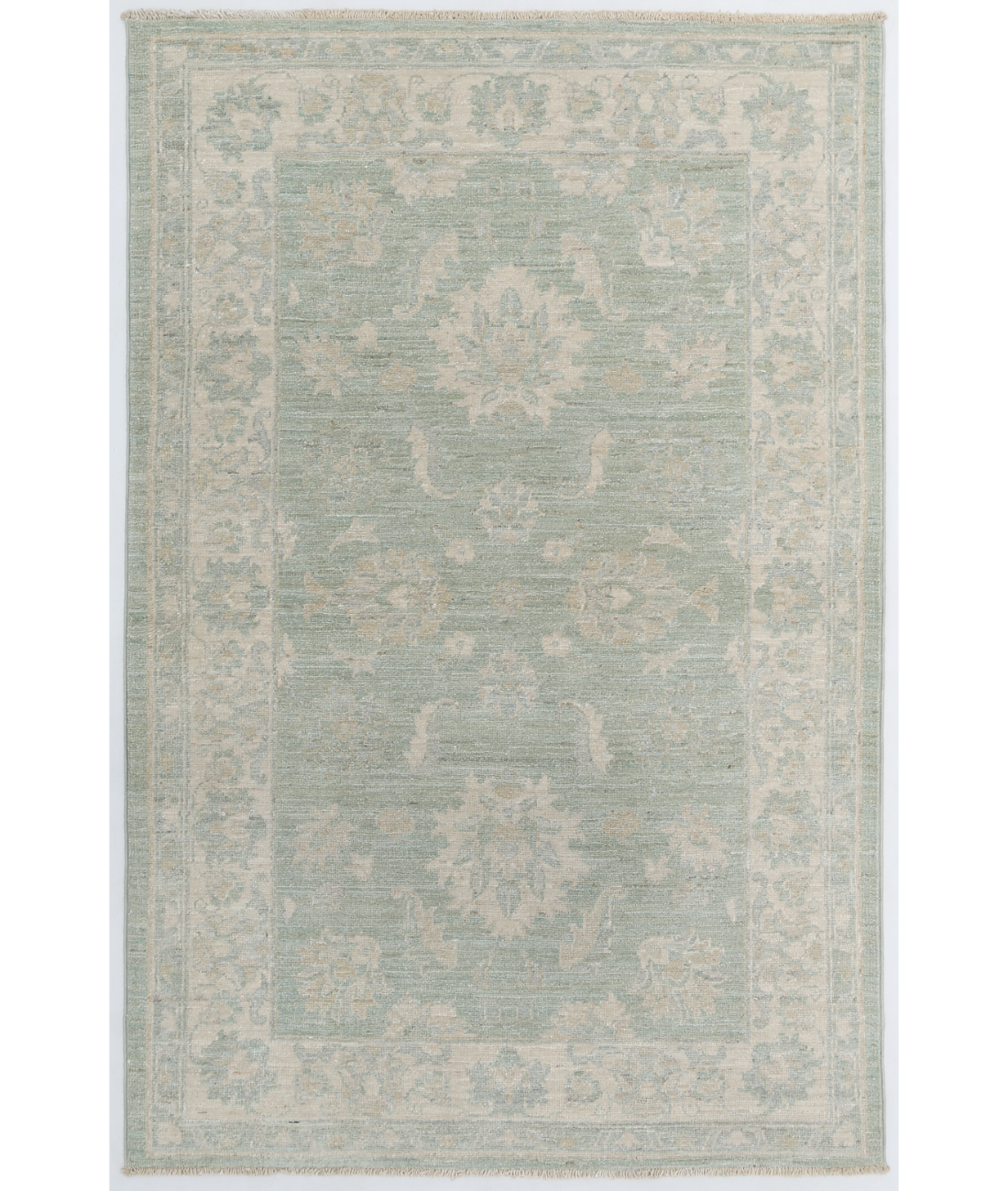 Hand Knotted Serenity Wool Rug  - 3&#39; 2&quot; X 4&#39; 8&quot; 3&#39; 2&quot; X 4&#39; 8&quot; (97 X 142) / Green / Ivory