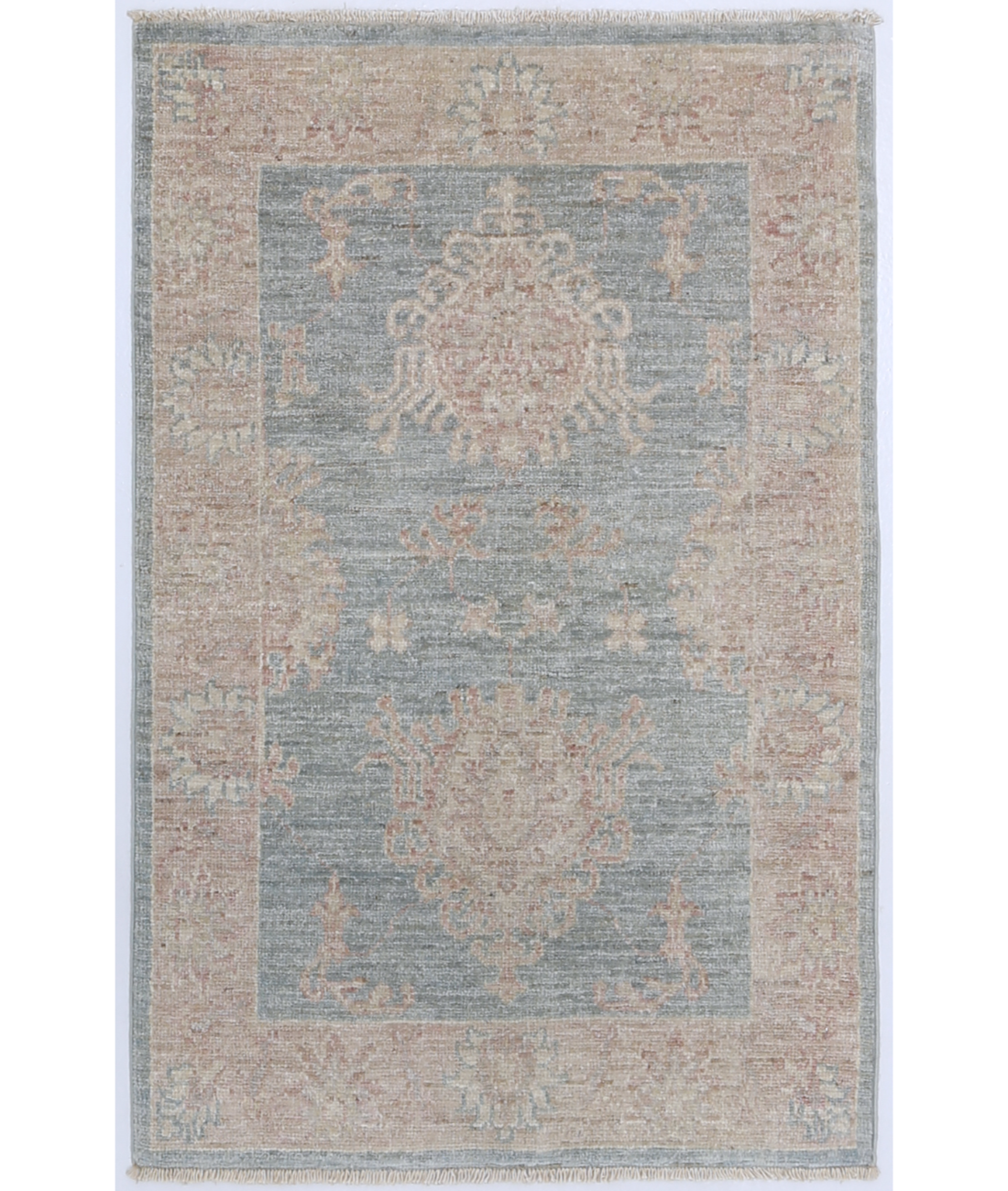 Hand Knotted Serenity Wool Rug  - 1&#39; 11&quot; X 3&#39; 0&quot; 1&#39; 11&quot; X 3&#39; 0&quot; (58 X 91) / Grey / Peach