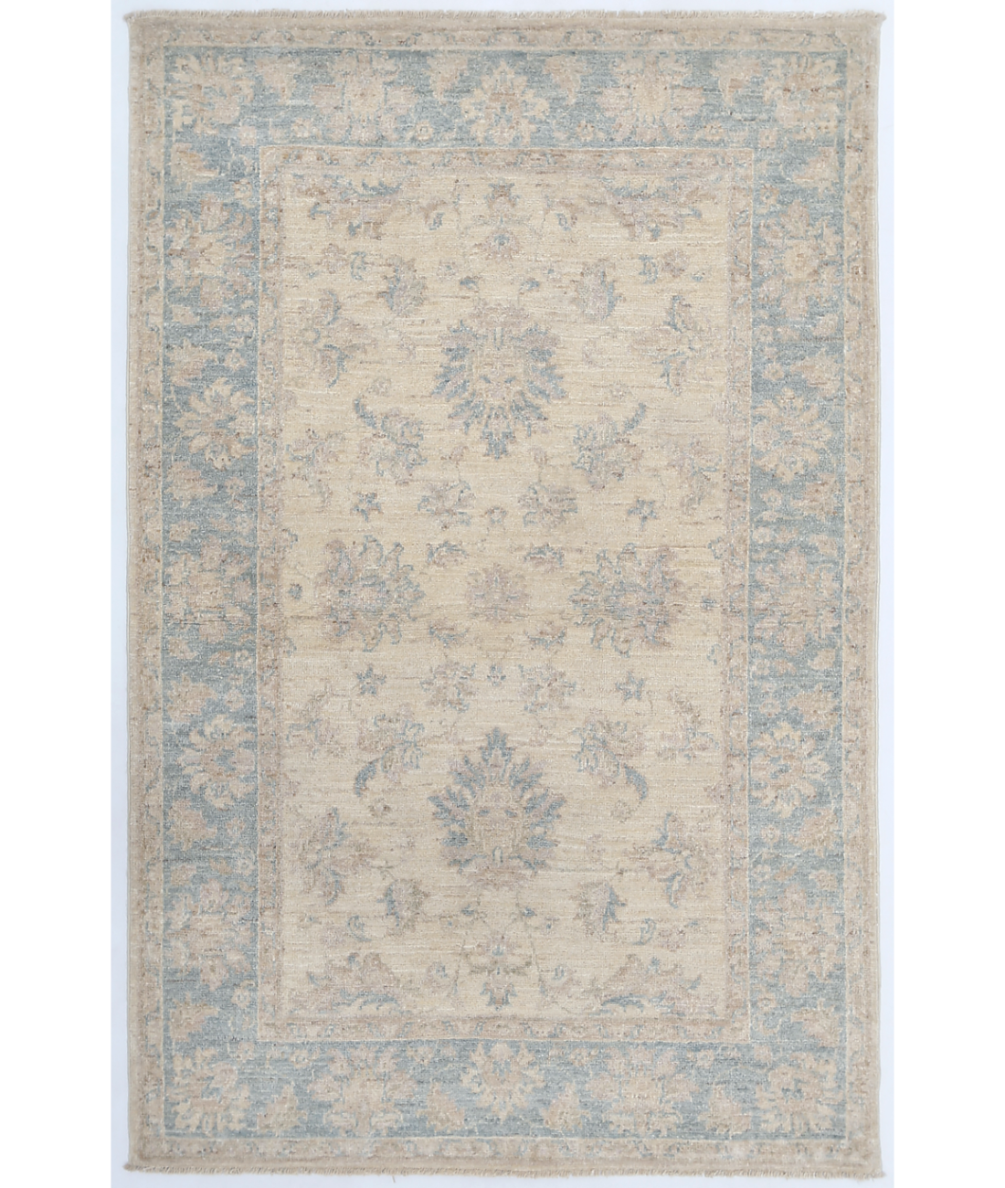 Hand Knotted Serenity Wool Rug  - 3&#39; 3&quot; X 5&#39; 0&quot; 3&#39; 3&quot; X 5&#39; 0&quot; (99 X 152) / Ivory / Blue