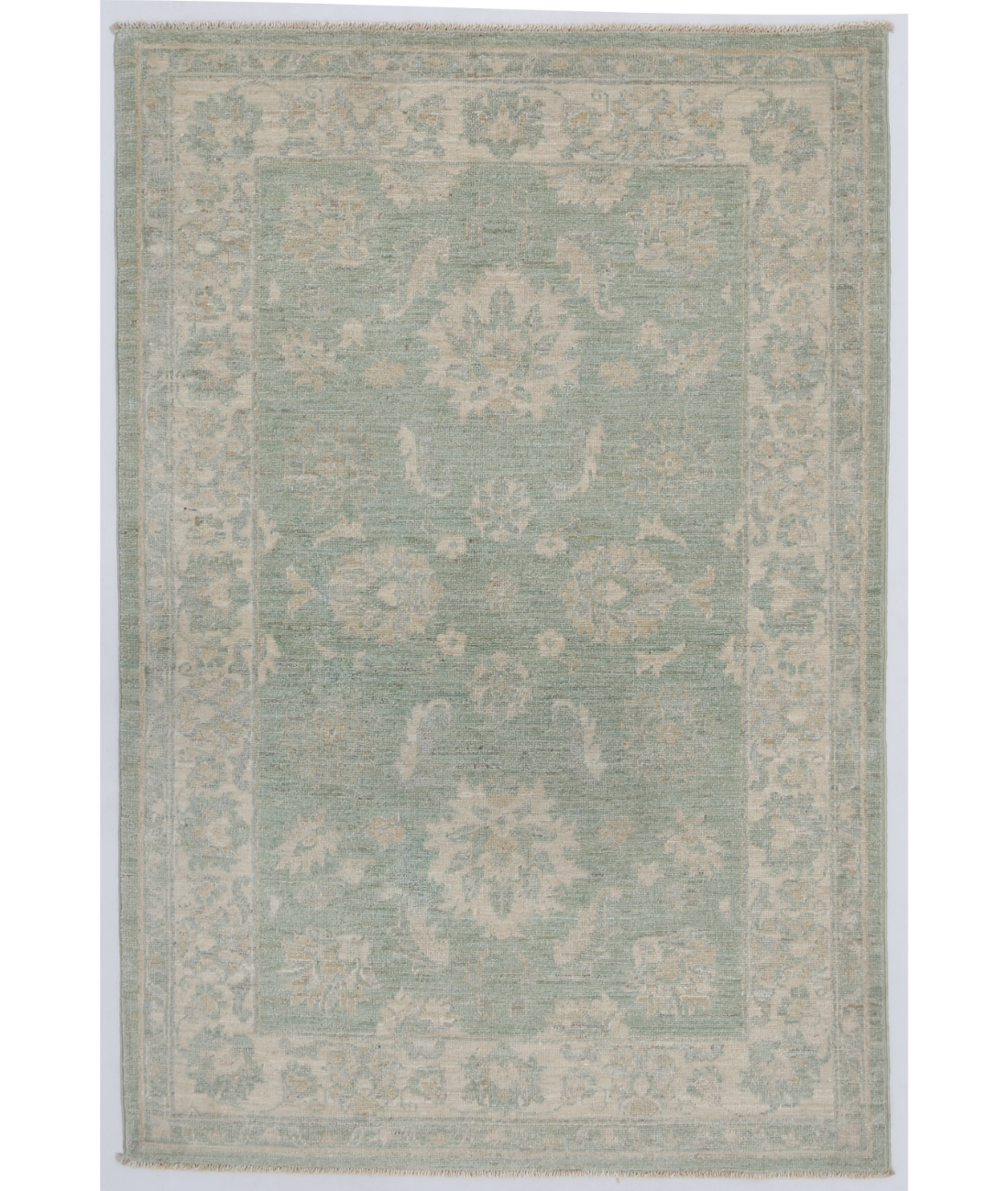 Hand Knotted Serenity Wool Rug  - 3' 3" X 4' 10" 3' 3" X 4' 10" (99 X 147) / Green / Ivory