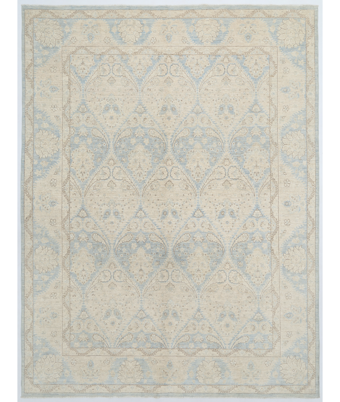 Hand Knotted Serenity Wool Rug  - 8&#39; 3&quot; X 10&#39; 9&quot; 8&#39; 3&quot; X 10&#39; 9&quot; (251 X 328) / Ivory / Blue