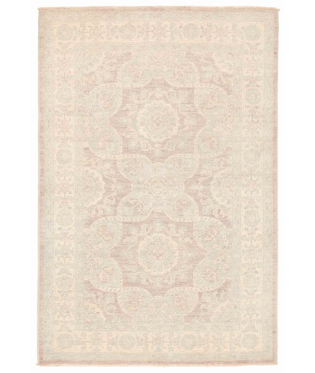 Hand Knotted Serenity Wool Rug  - 4' 1" X 6' 4" 4' 1" X 6' 4" (124 X 193) / Lilac / Ivory