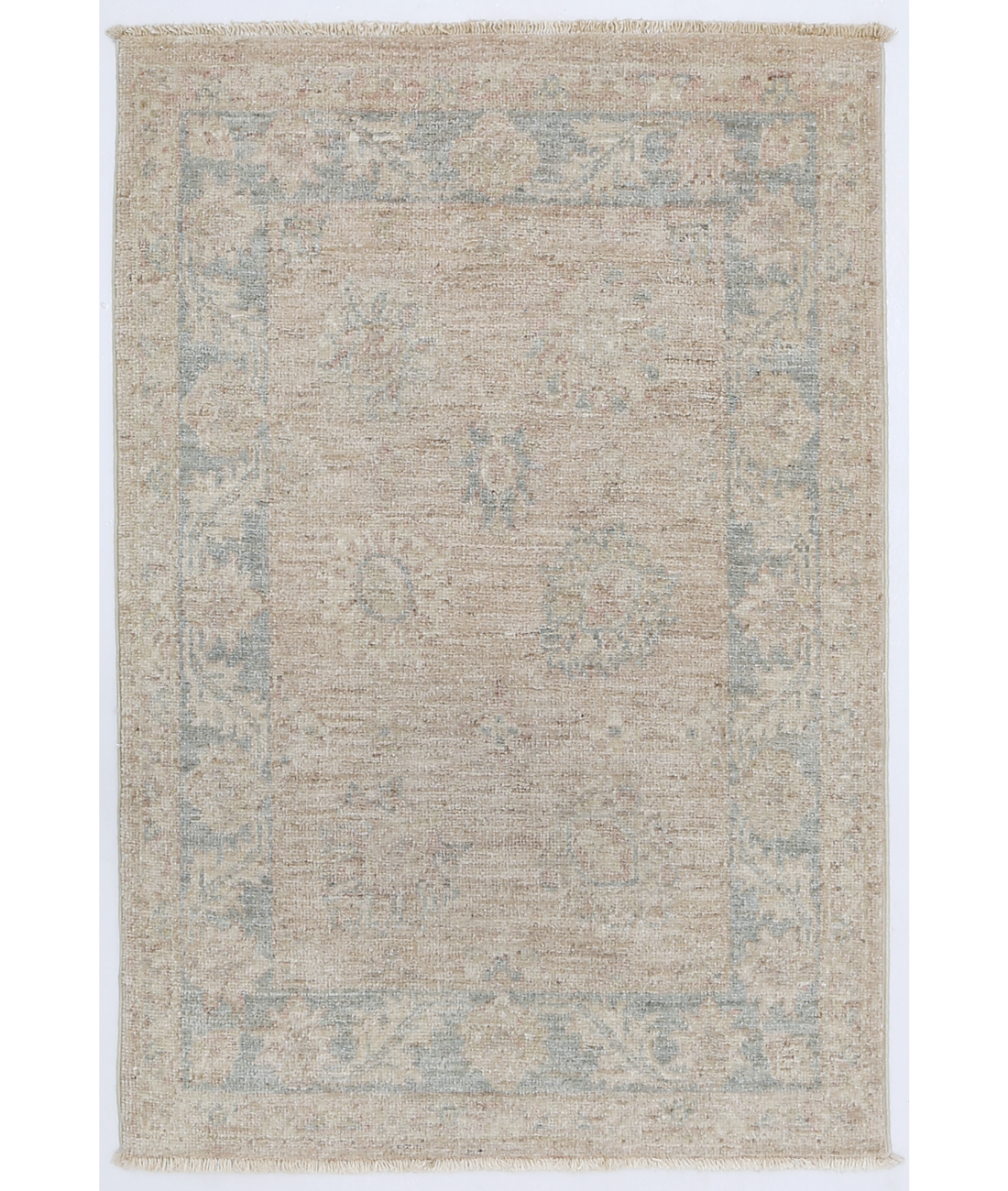 Hand Knotted Serenity Wool Rug  - 2' 1" X 3' 1" 2' 1" X 3' 1" (64 X 94) / Taupe / Blue