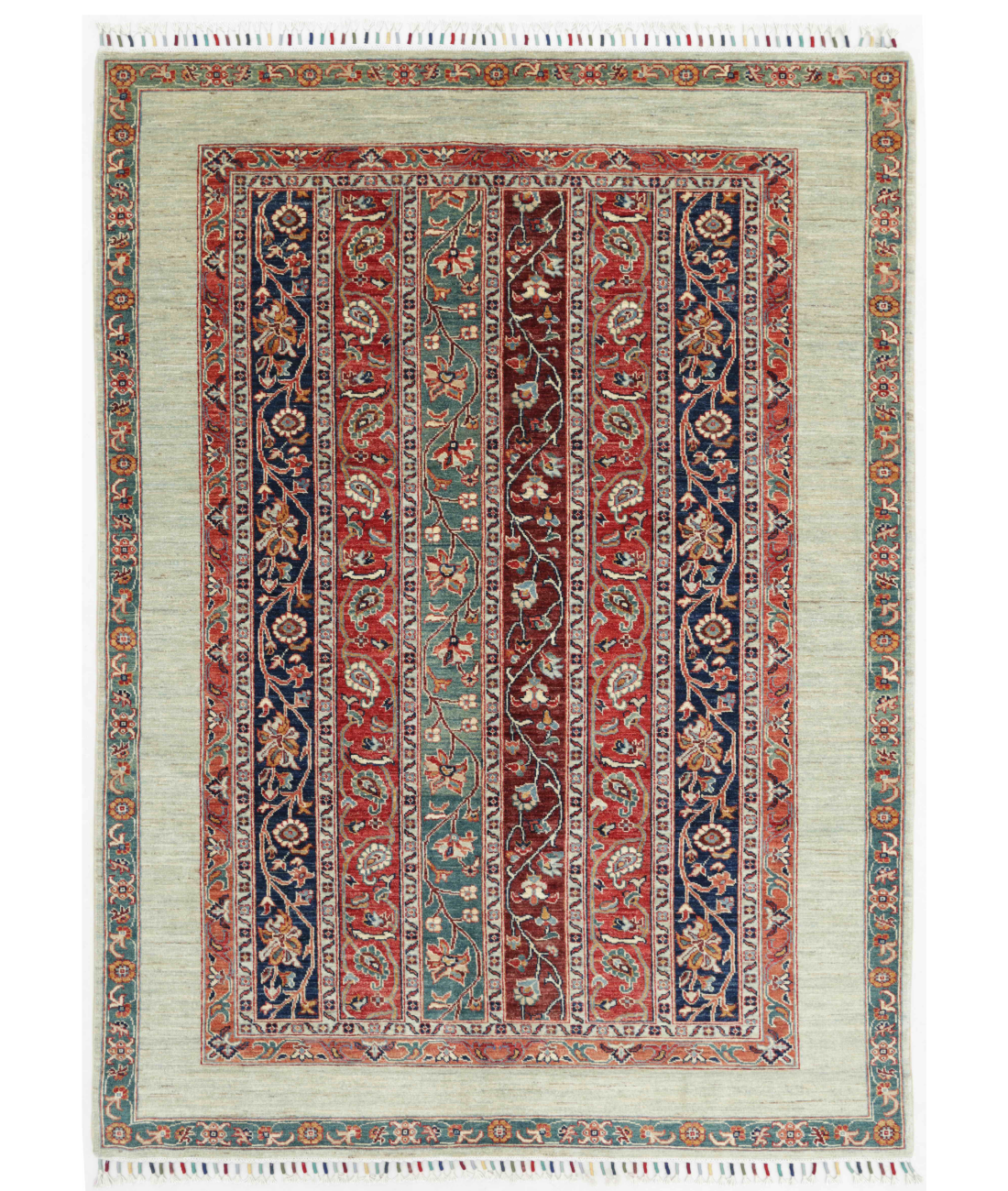 Hand Knotted Shaal Wool Rug  - 5&#39; 9&quot; X 7&#39; 9&quot; 5&#39; 9&quot; X 7&#39; 9&quot; (175 X 236) / Multi / Grey