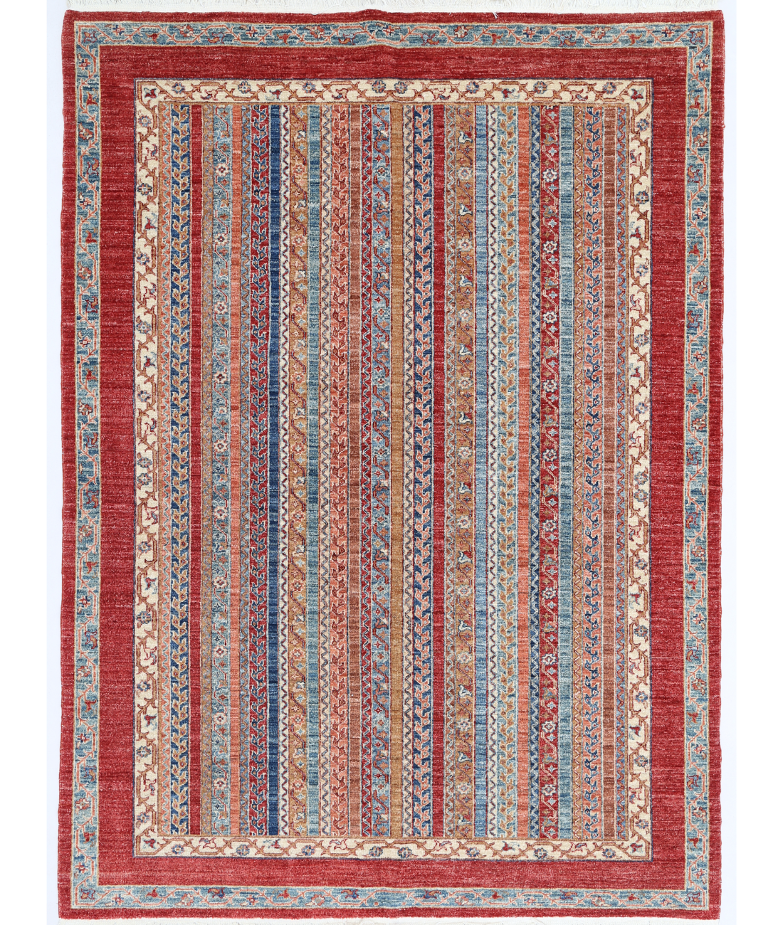 Hand Knotted Shaal Wool Rug  - 5&#39; 6&quot; X 7&#39; 9&quot; 5&#39; 6&quot; X 7&#39; 9&quot; (168 X 236) / Red / Blue